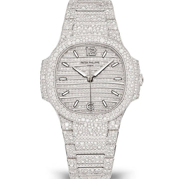 Patek Philippe Nautilus Ladies Automatic White Gold Diamond Pave 7118/1450G-001