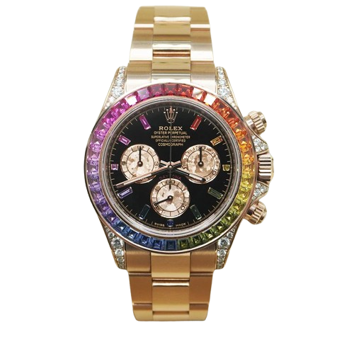 Rolex "Rainbow" Daytona 40mm 116595RBOW Custom Black Gem Stone Dial