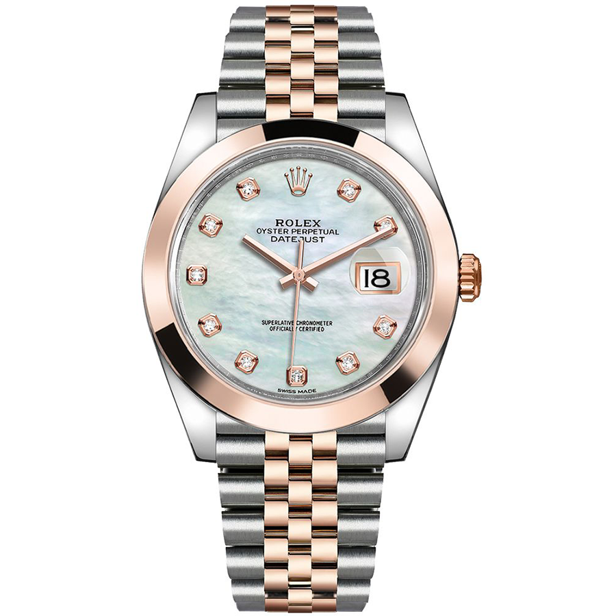 Rolex Datejust 41mm Mother Of Pearl Diamond Dial Smooth Bezel 126301