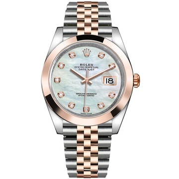 Rolex Datejust 41mm Mother Of Pearl Diamond Dial Smooth Bezel 126301