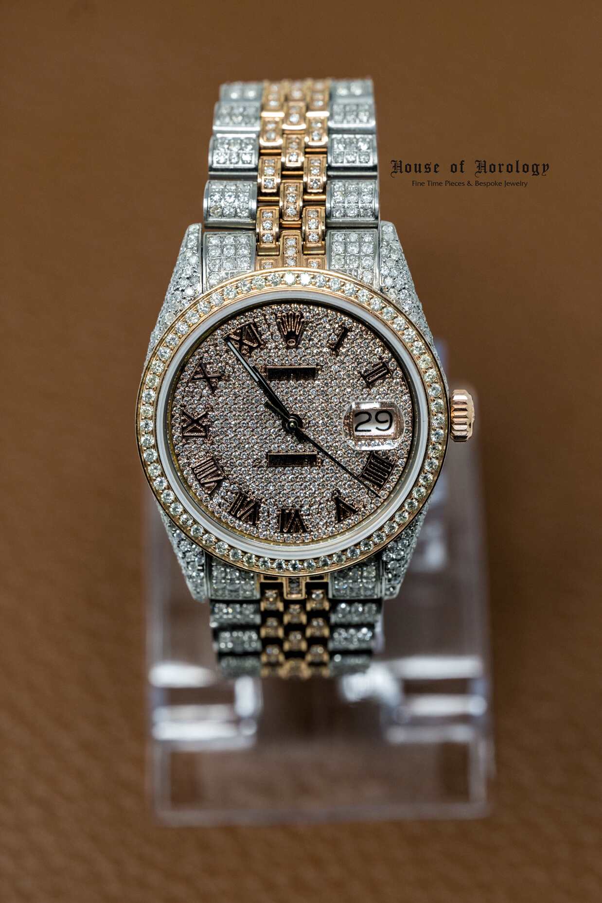 Rolex Two Tone After Market Gemset Datejust Rose