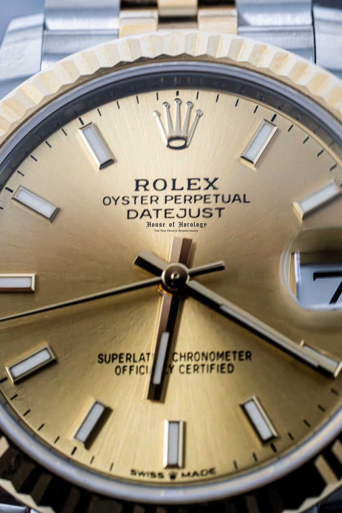 Two tone Golden  Dial Steel and 18K Yellow Gold