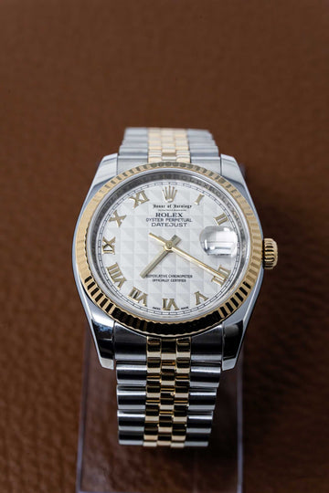 Rolex Two Tone Datejust Oyster Perpetual Roman Numeral Dial